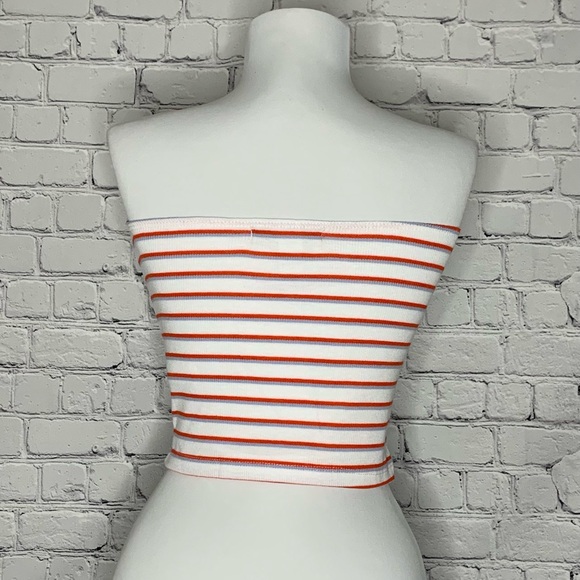 White Striped Ribbed Tube/Cropped Top (NWT) - Picture 2 of 2